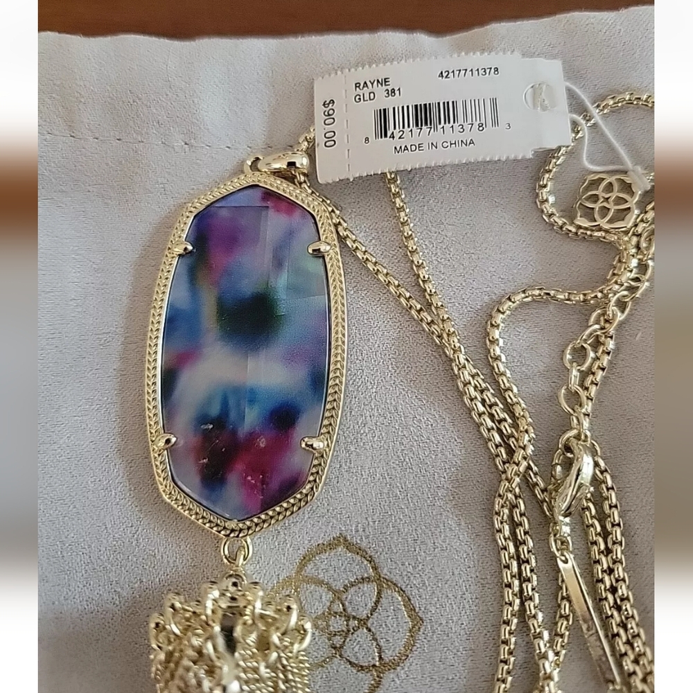 Kendra Scott Rayne pendant necklace Gold Plated Brass NWT Sold Out Everywhere! - Picture 2 of 3
